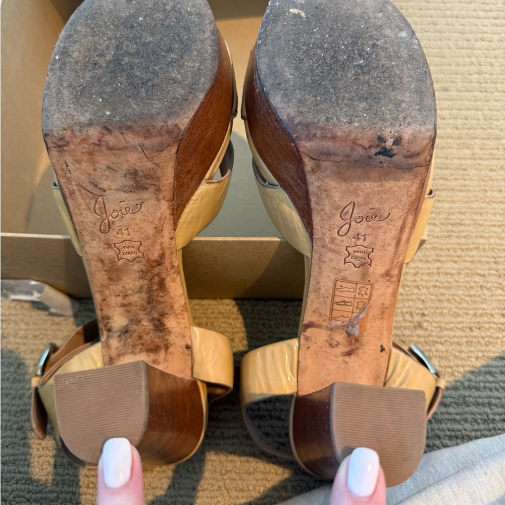 Joie Skyer Nude Beige Patent Platform Ankle Strap Sandals size 41 - Picture 5 of 10